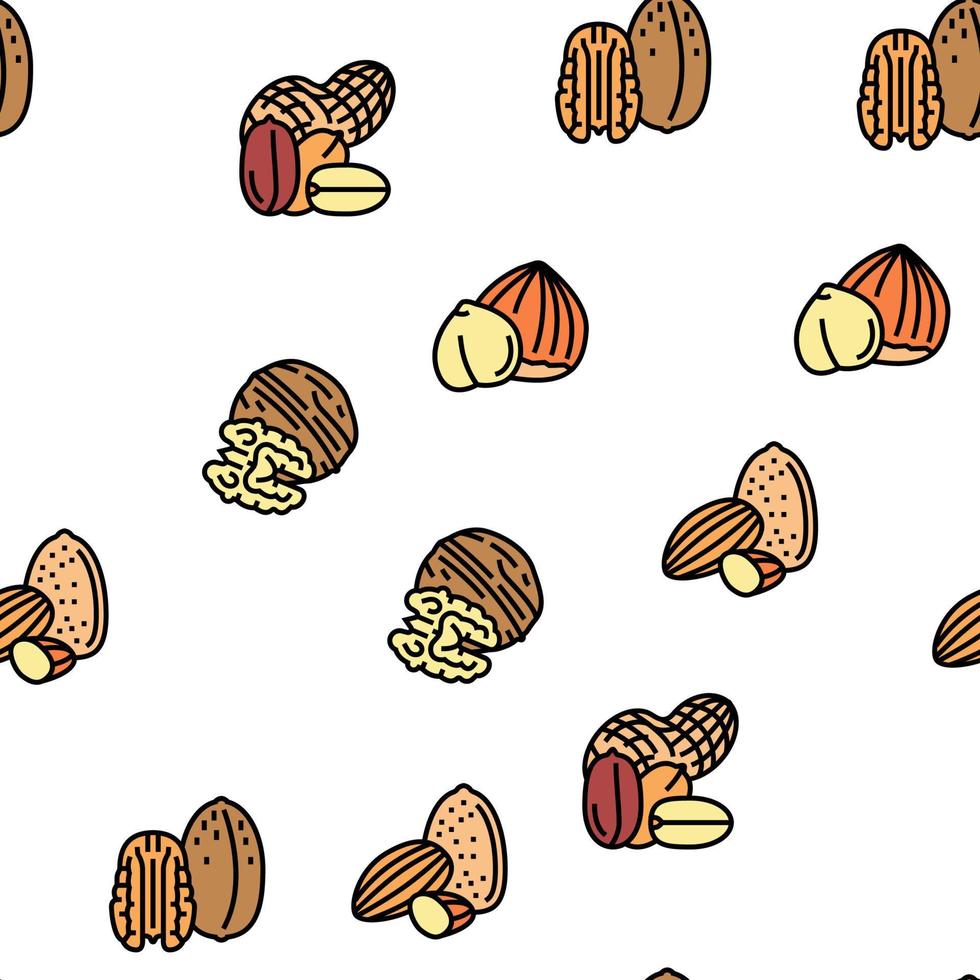 Nut Delicious Natural Nutrition Vector Seamless Pattern