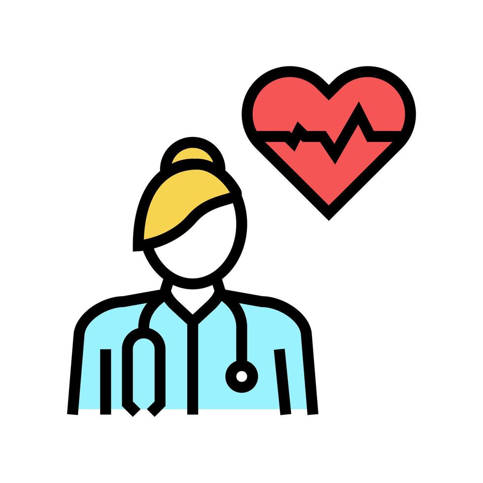 cardiology medical specialist color icon vector illustration