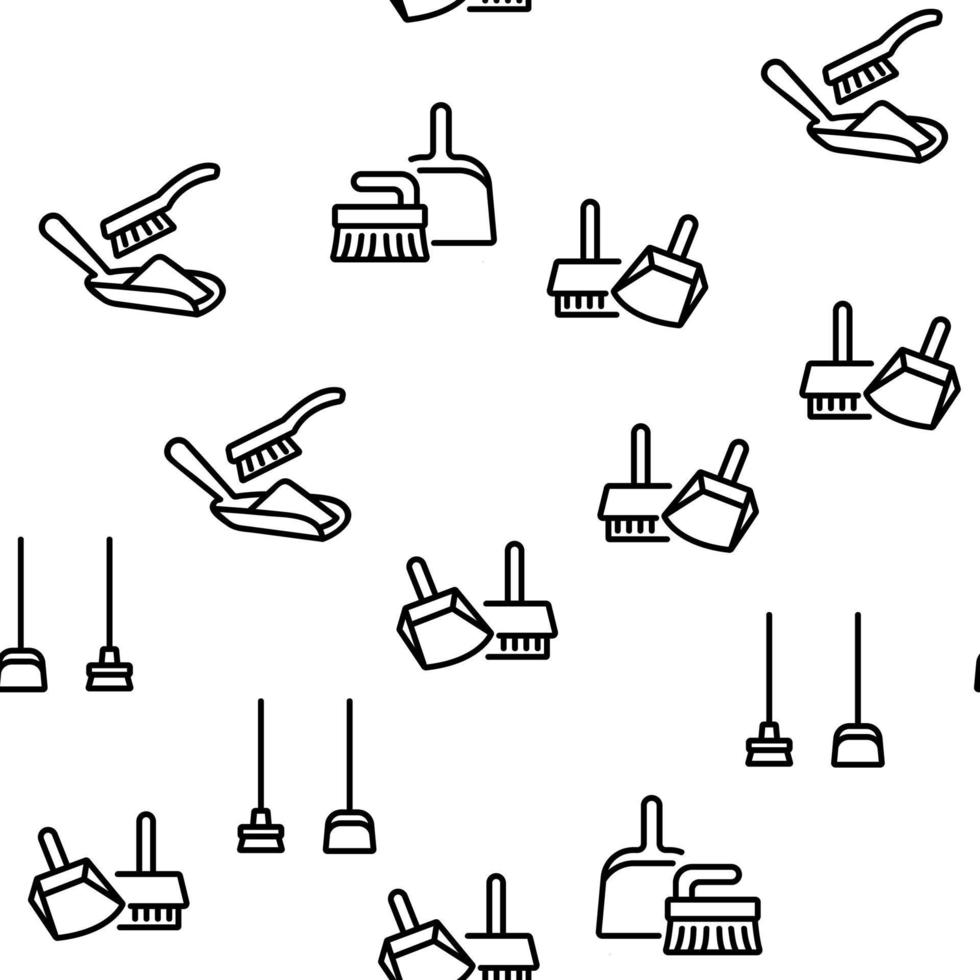 Dustpan And Brush Tool Vector Seamless Pattern