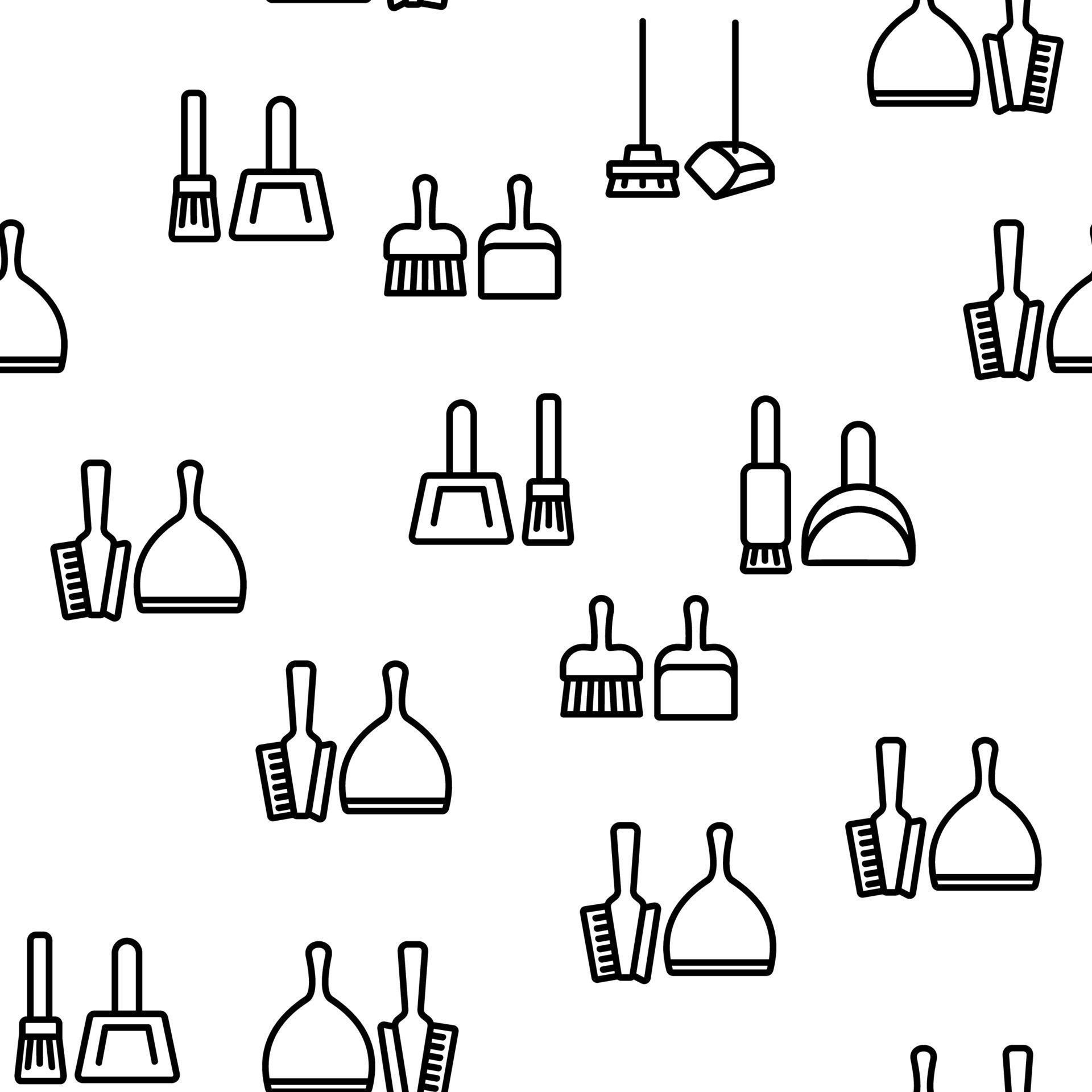 Dustpan And Brush Tool Vector Seamless Pattern 10016870 Vector Art at