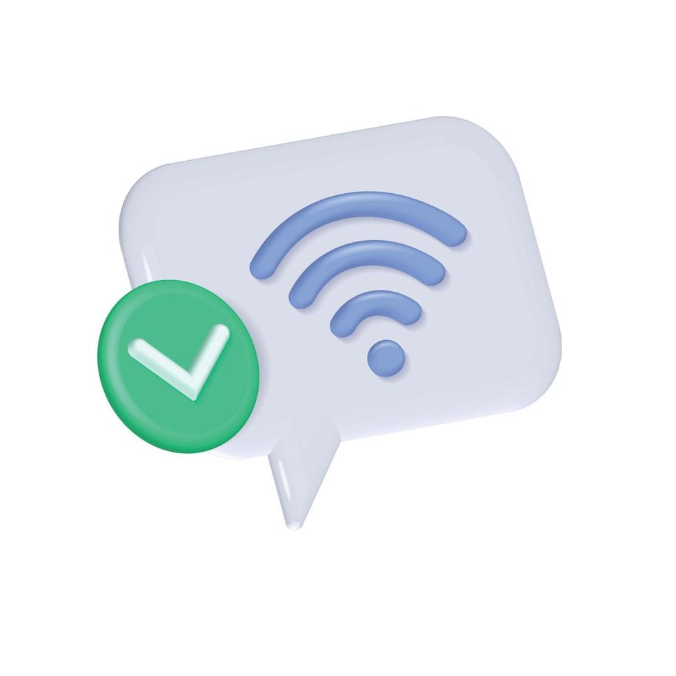 Wi-Fi Wireless connection Network Symbol isolated white background, 3d render illustration. Sharing network on internet hotspot access point for digital and online coverage broadcasting vector