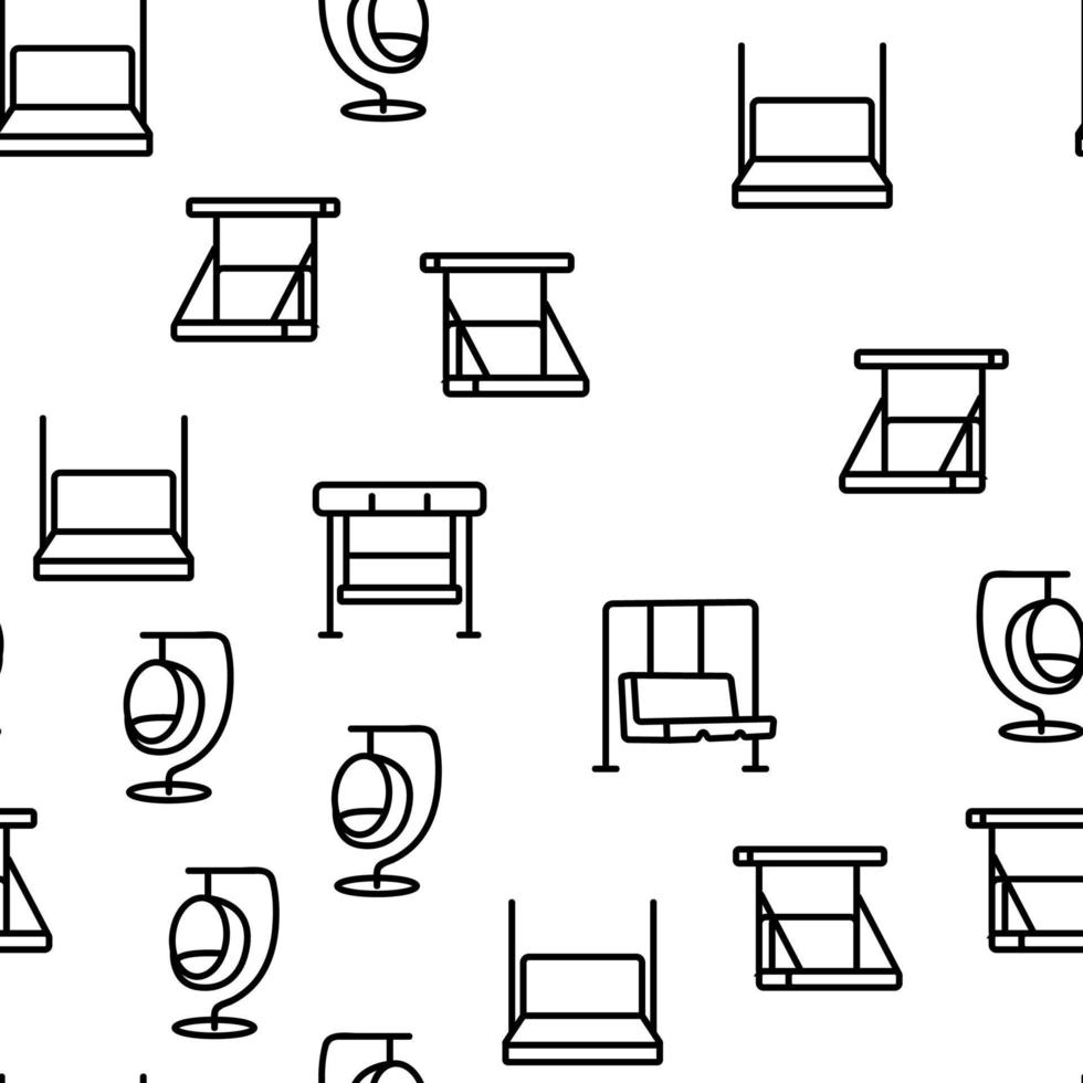 Bench Swing Furniture Vector Seamless Pattern