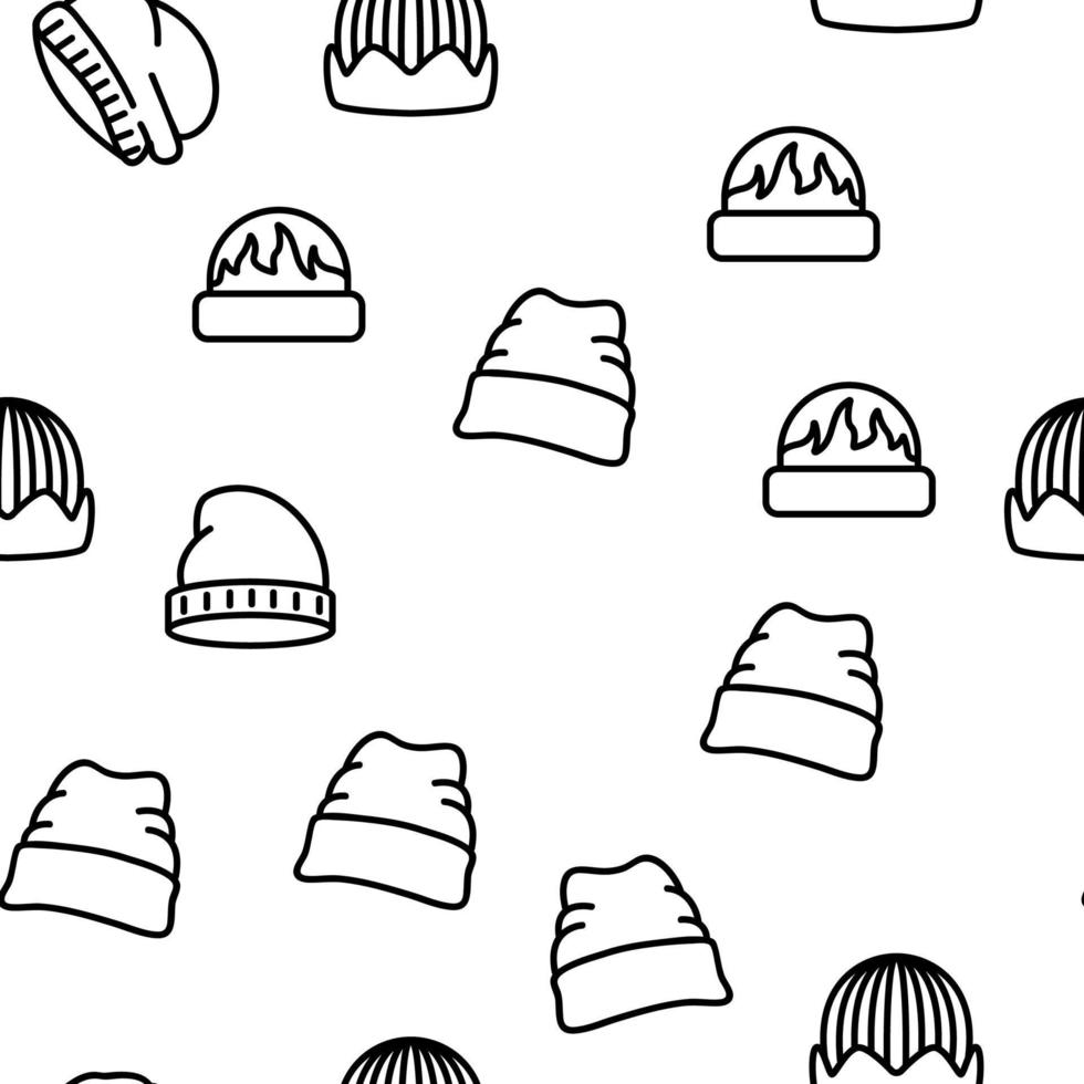 Beanie Seasonal Hat Vector Seamless Pattern