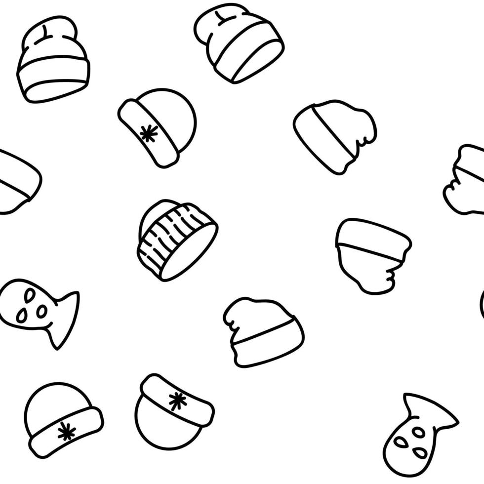 Beanie Seasonal Hat Vector Seamless Pattern