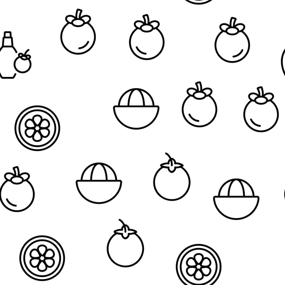 Mangosteen Sweet Fruit Vector Seamless Pattern