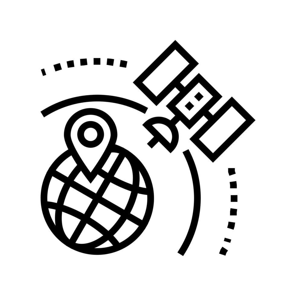 satellite earth location pin line icon vector illustration