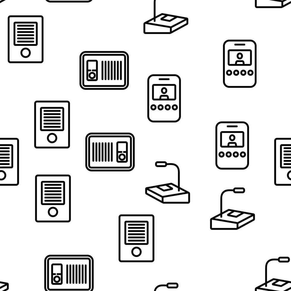 Intercom Communication Vector Seamless Pattern