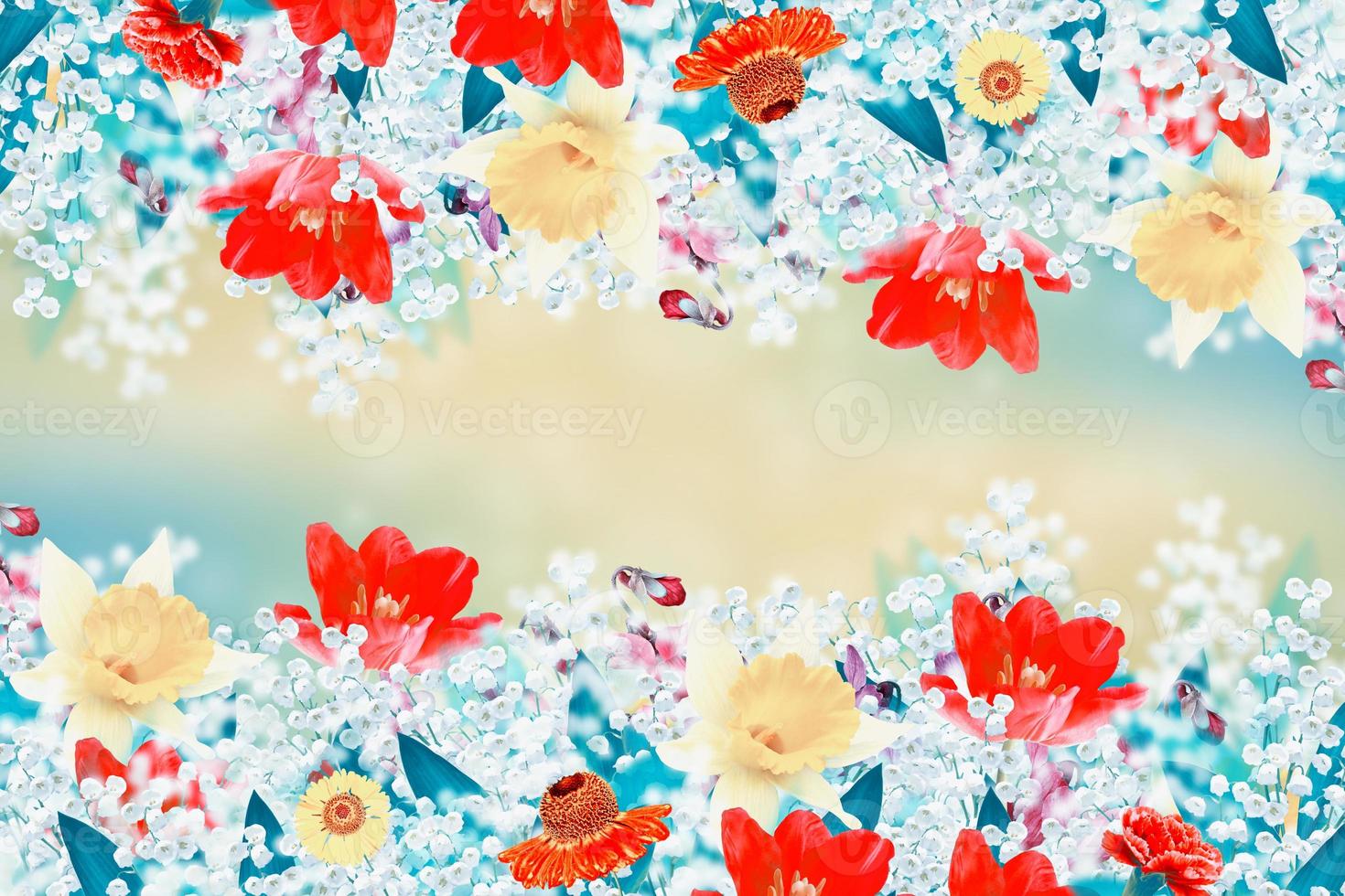 Bright and colorful spring flowers. Floral background. photo