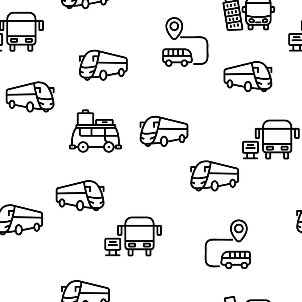 Bus Trip And Travel Vector Seamless Pattern