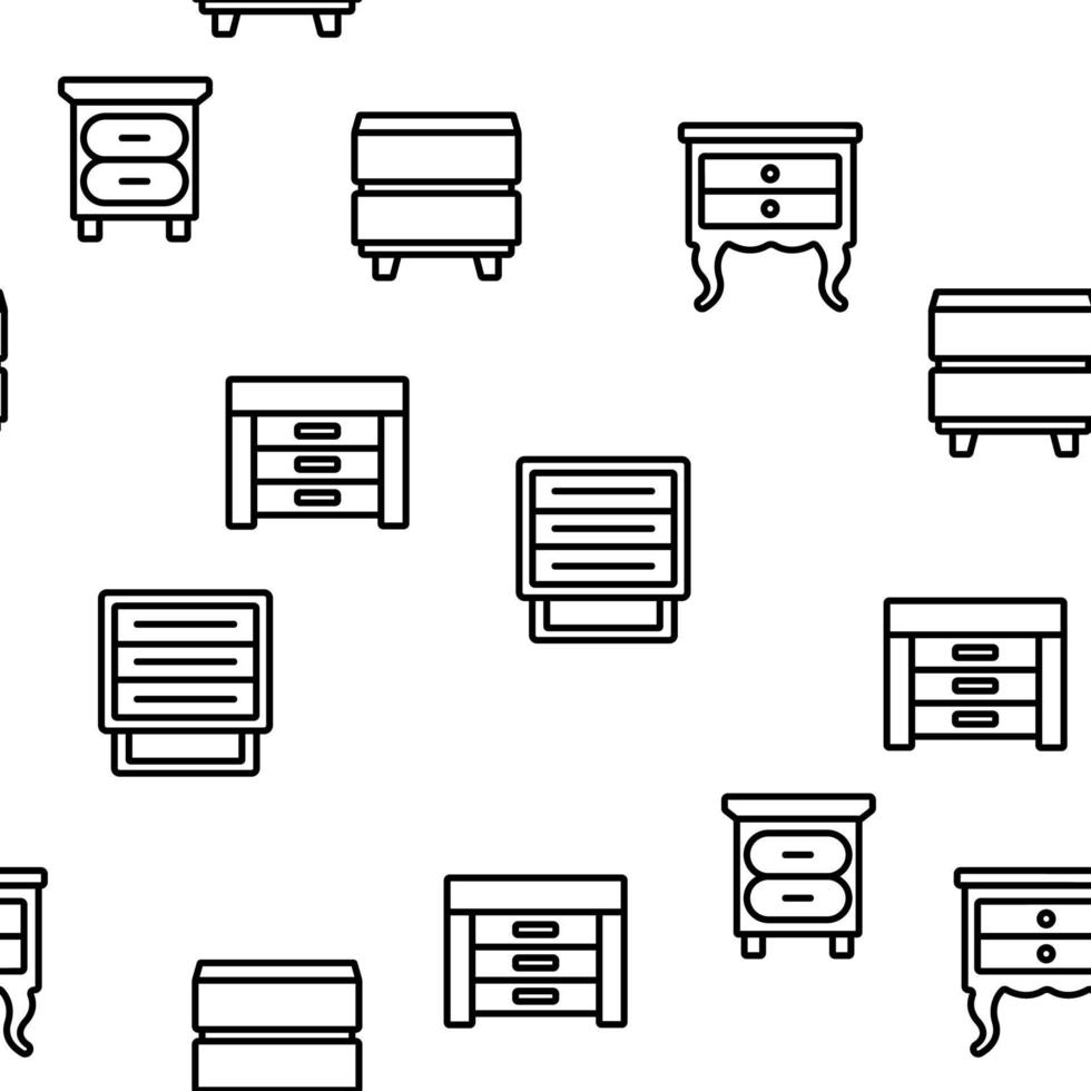 Nightstand Furniture Vector Seamless Pattern