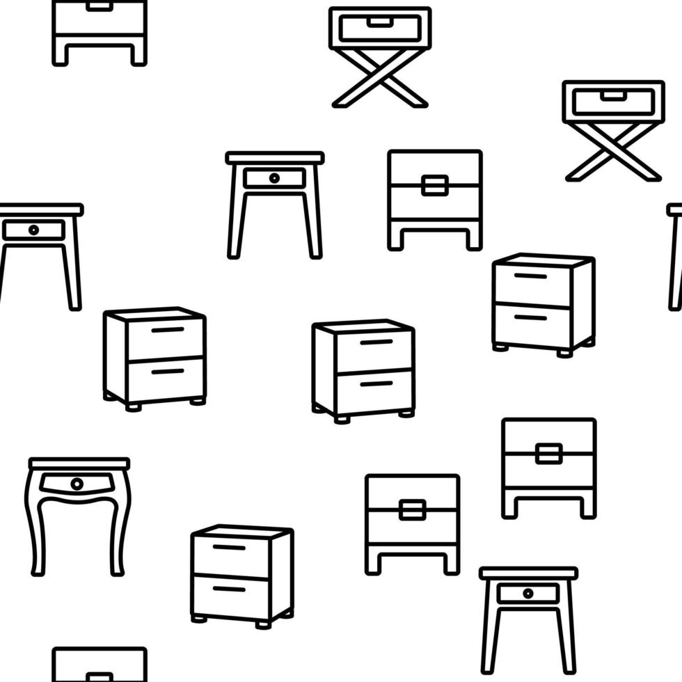 Nightstand Furniture Vector Seamless Pattern