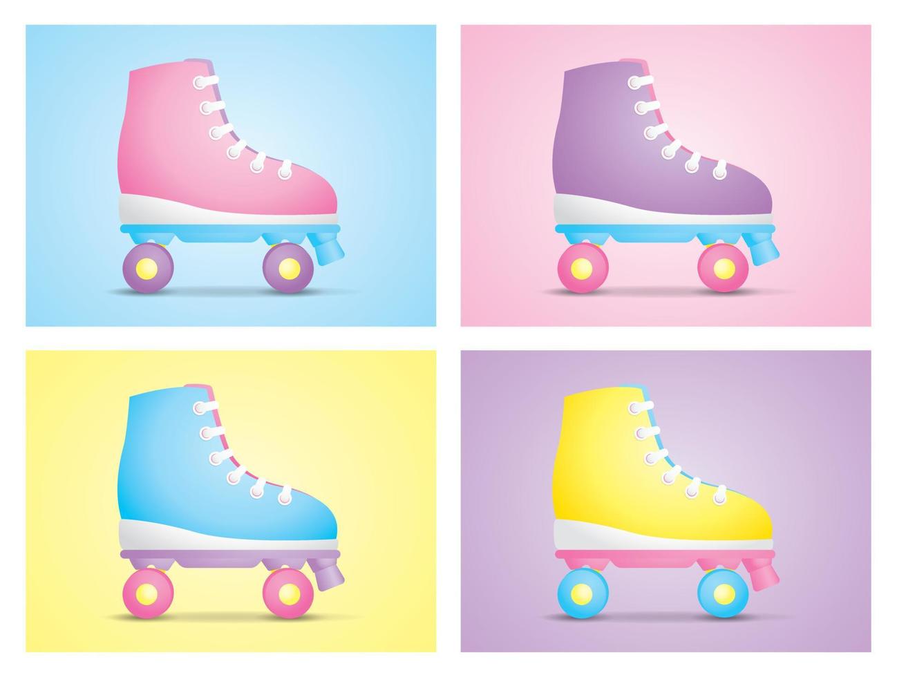 lindo femenino colorido pastel patines colección gráfico vector