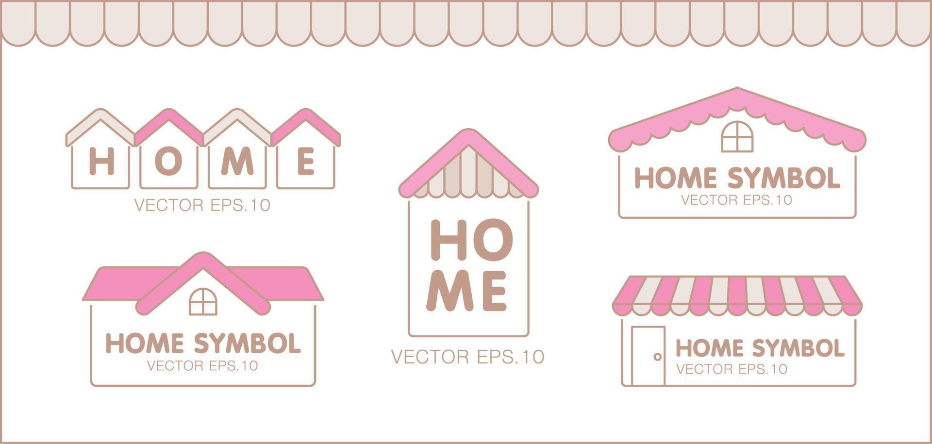 cute girly house shape symbol collection graphic vector