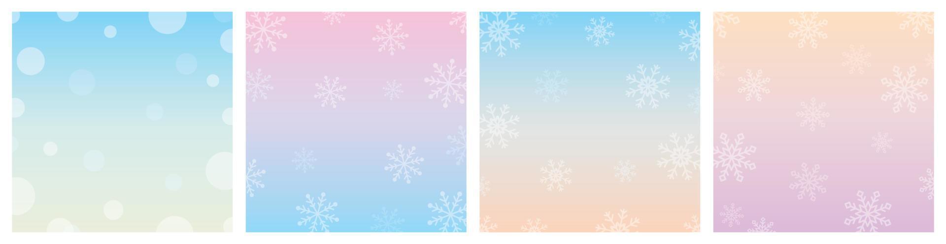Sweet pastel gradient winter color tone with snowflakes square background illustration vector