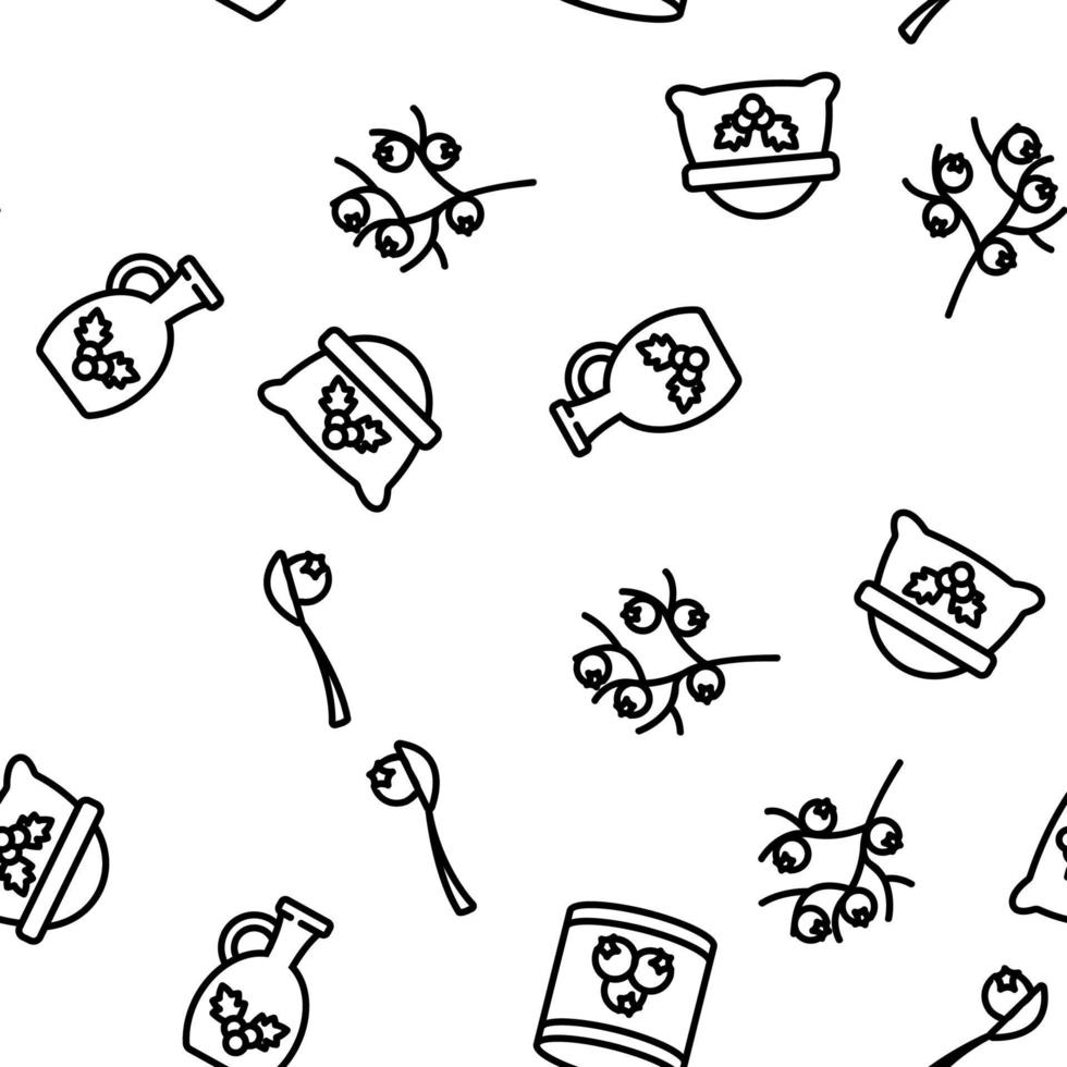 Hawthorn Berry Food Vector Seamless Pattern