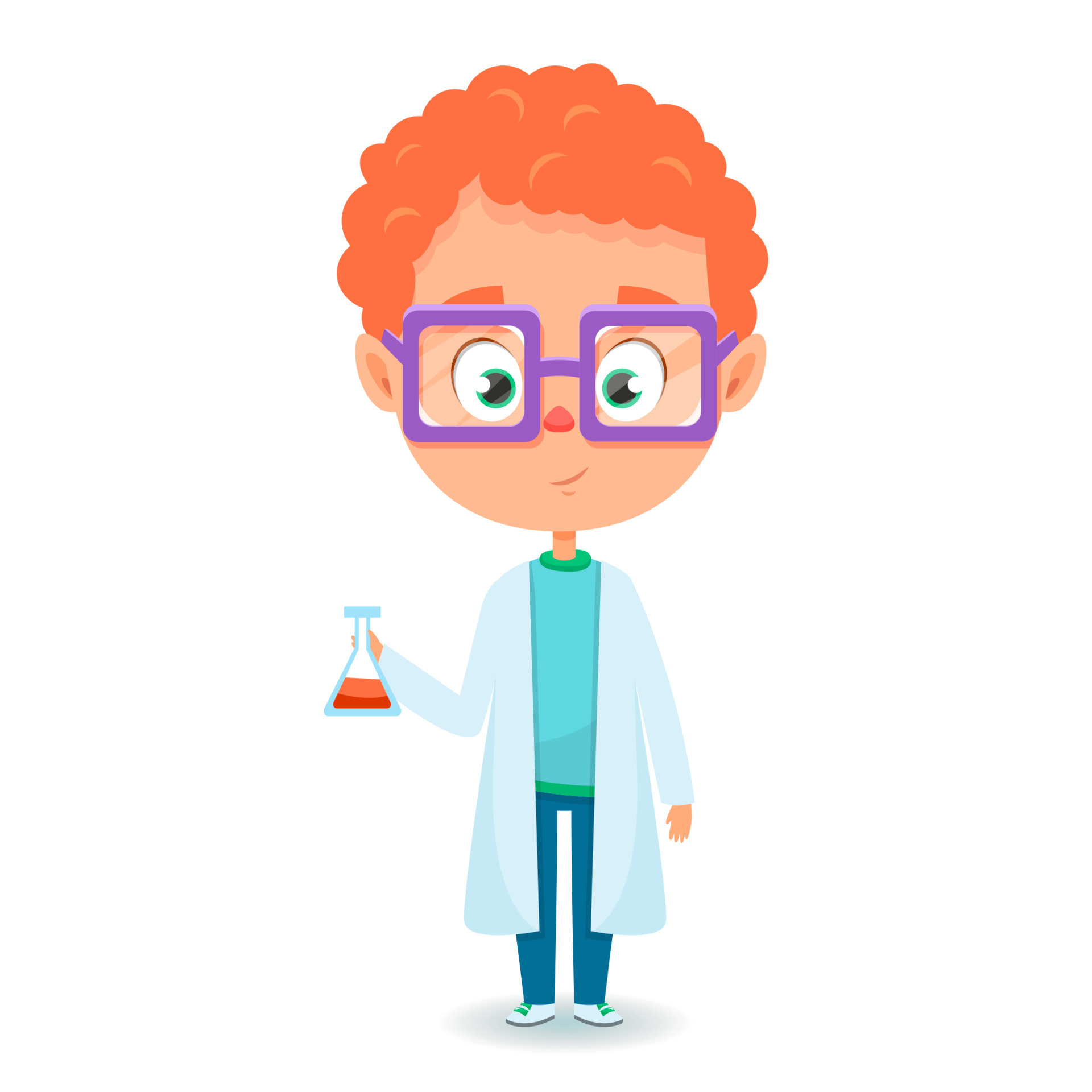 Cartoon boy scientist holding a flask. Little chemist. Vector illustration  isolated on a white background for certificates design, school project, web  design. 10017465 Vector Art at Vecteezy