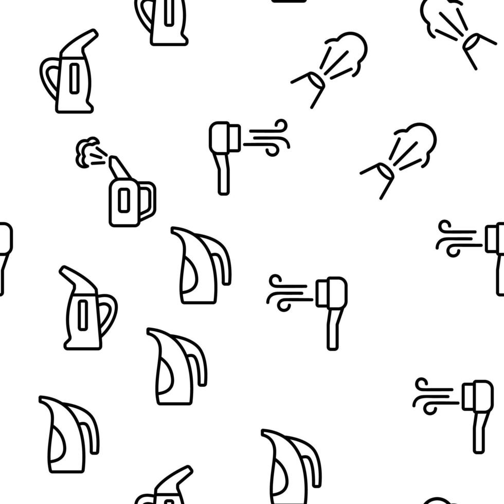 Steamer Domestic Tool Vector Seamless Pattern