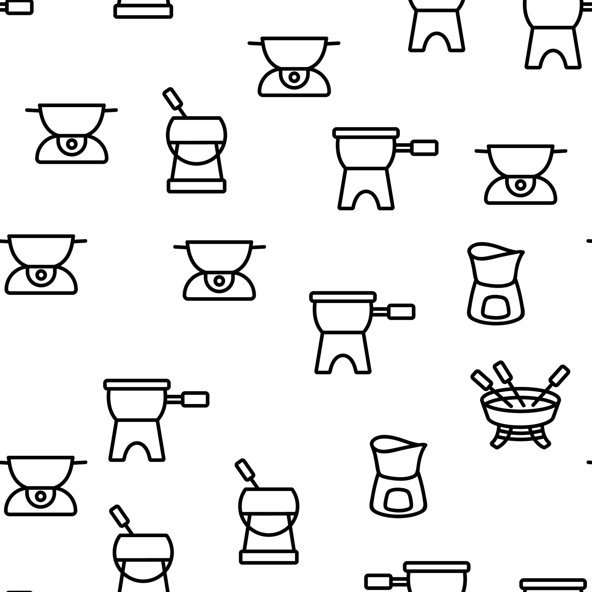 Fondue Pot Equipment Vector Seamless Pattern 10017763 Vector Art at