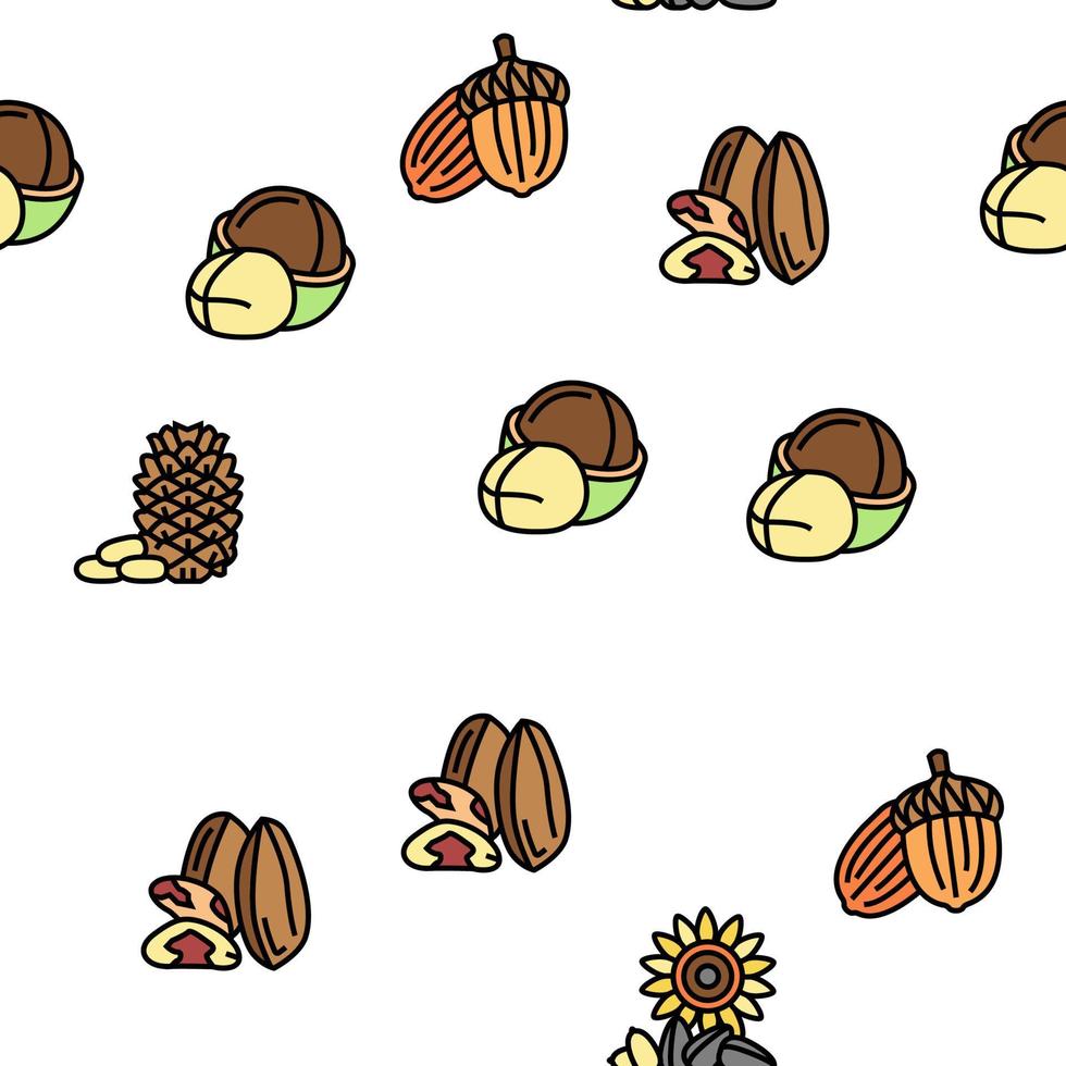 Nut Delicious Natural Nutrition Vector Seamless Pattern