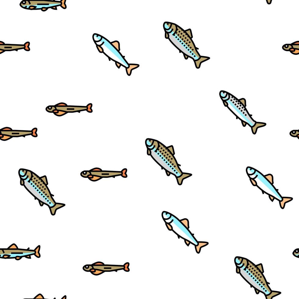 Salmon Fish Delicious Seafood Vector Seamless Pattern