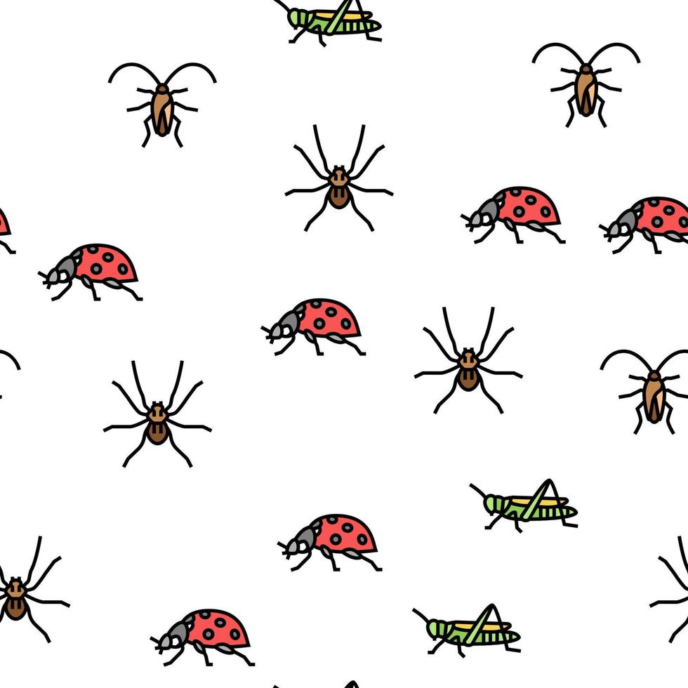 Insect, Spider And Bug Wildlife Vector Seamless Pattern