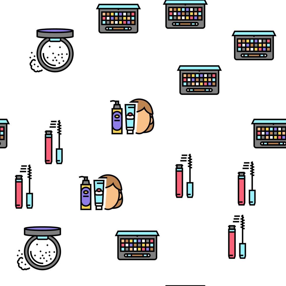 Makeup Cosmetology Procedure Vector Seamless Pattern