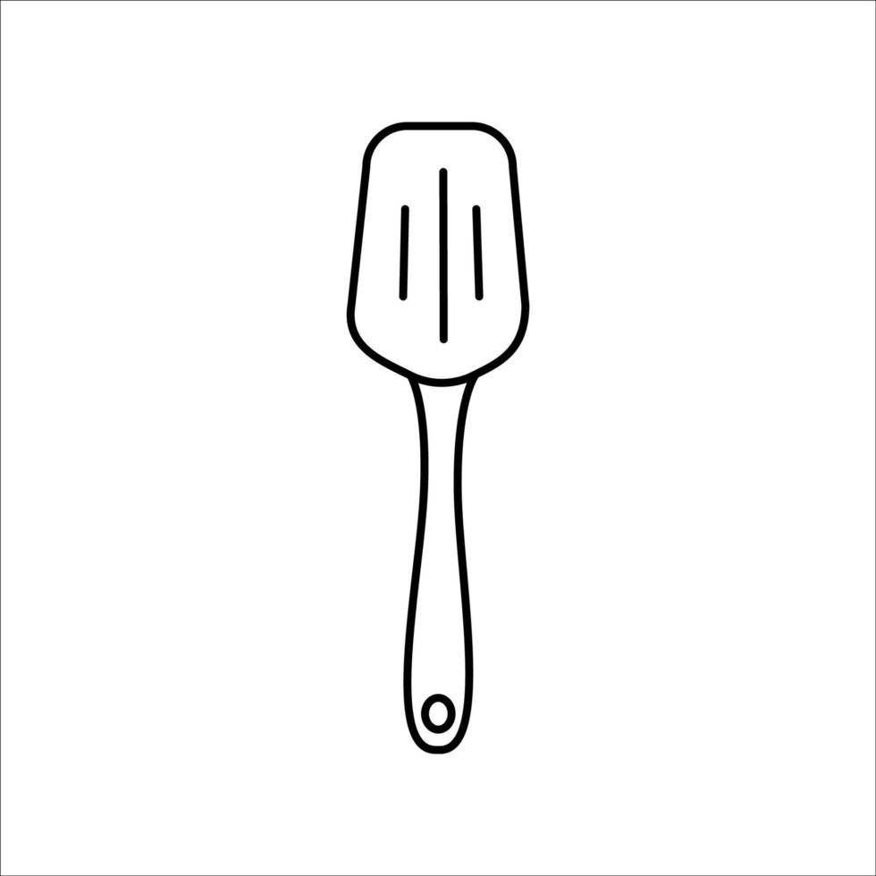 Spatula in outline style isolated on white background . Kitchen tool