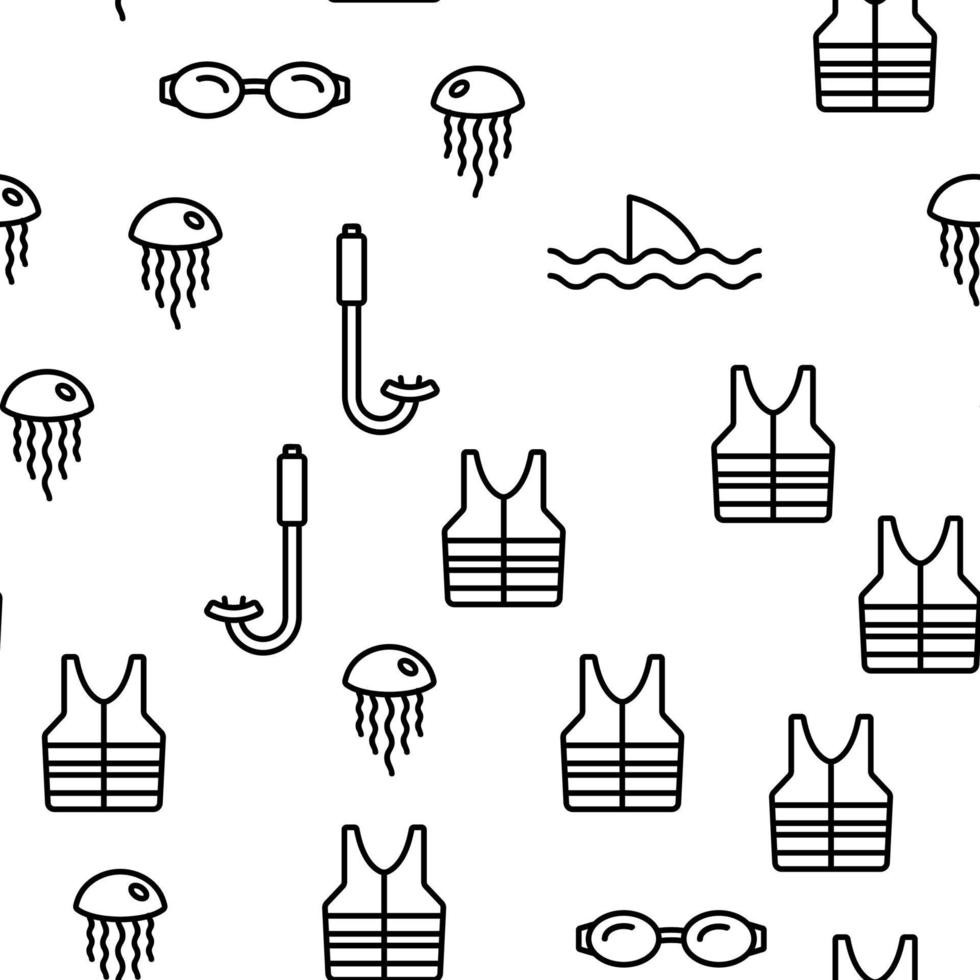 Scuba Diving Equipment Vector Seamless Pattern