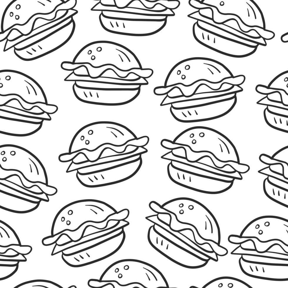garabato, hamburguesa, seamless, patrón vector