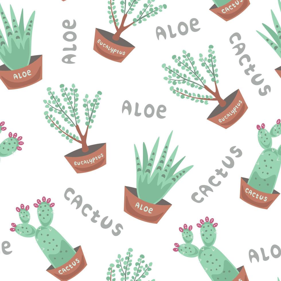 Indoor plants pattern vector
