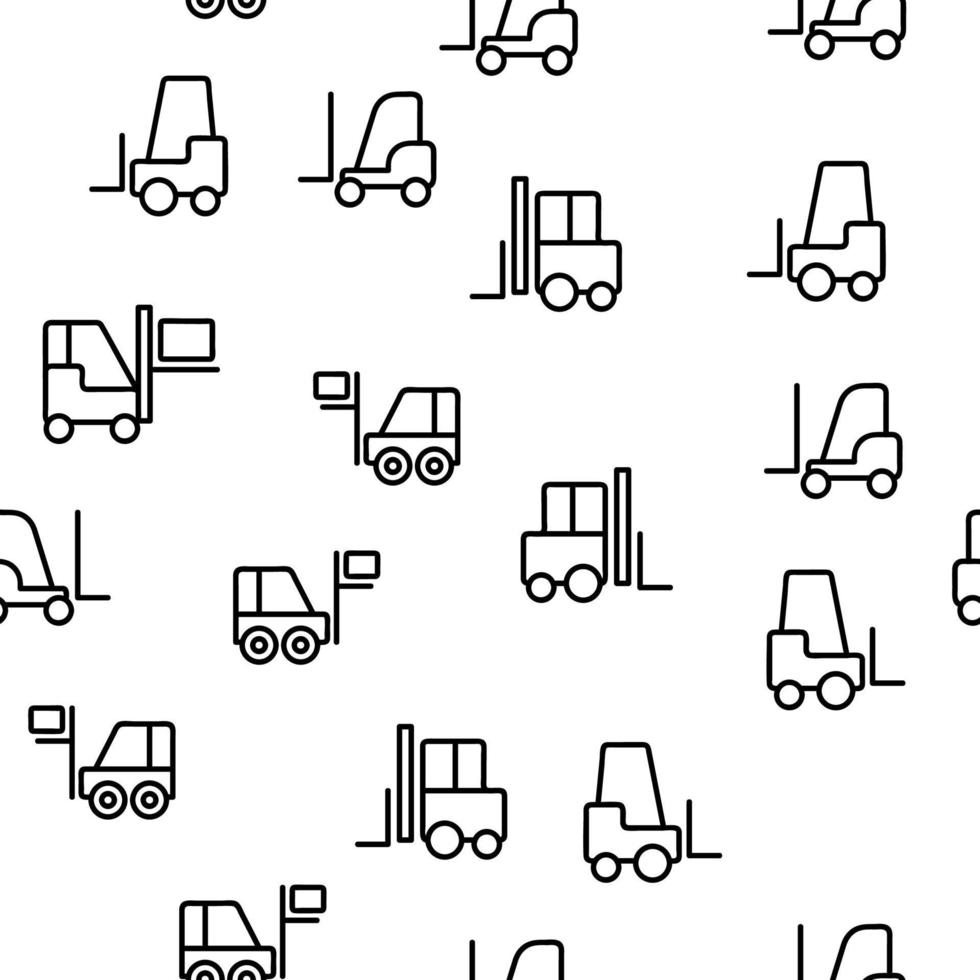 Forklift, Lift Truck Vector Seamless Pattern