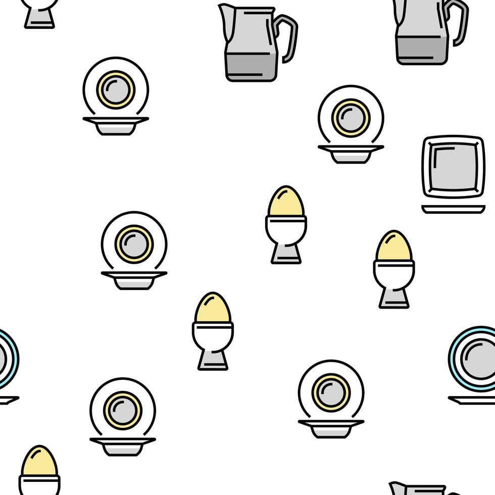 Tableware For Banquet Or Dinner Vector Seamless Pattern