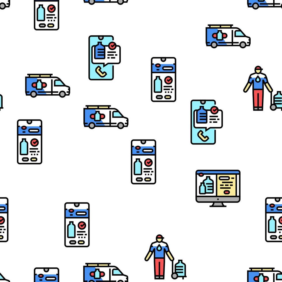 Water Delivery Service Business Vector Seamless Pattern