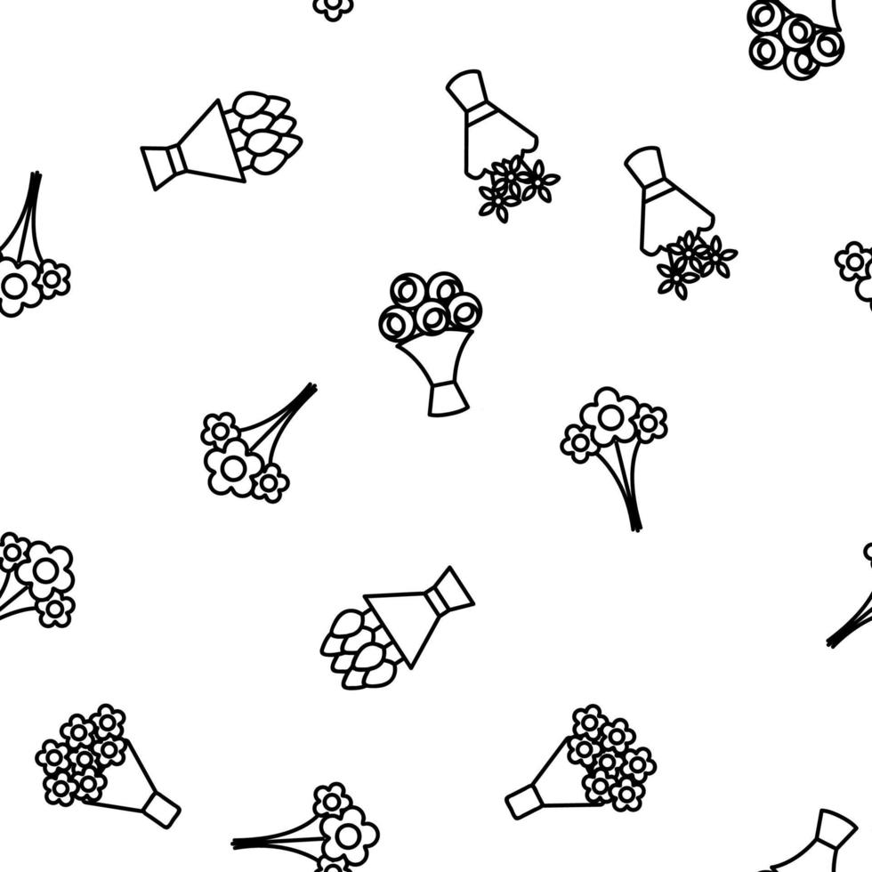 Bouquets, Bunches Of Flowers Vector Seamless Pattern