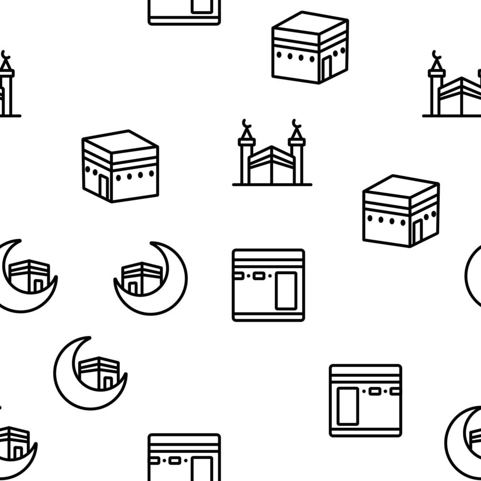 Makkah Islamic Religious Building Vector Seamless Pattern