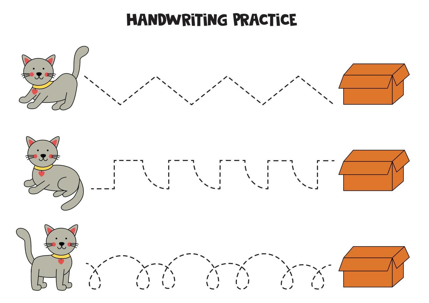 Tracing lines for kids. Cute box. Writing practice. vector