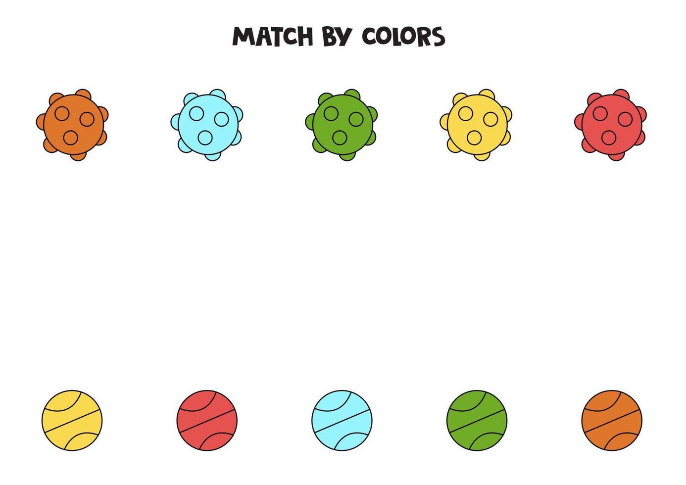 juego de combinación de colores para niños en edad preescolar. combinar bolas por colores. vector