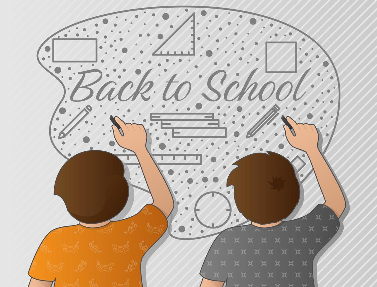 Children playing murals invite students to be excited to go back to school vector