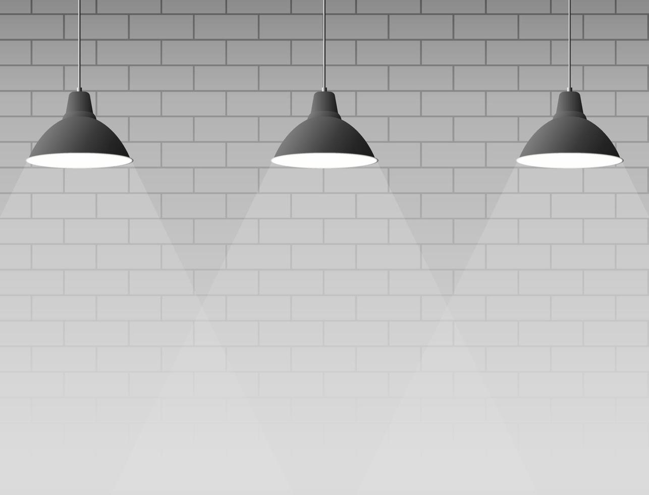 Interior background with white brick walls and shining lights vector