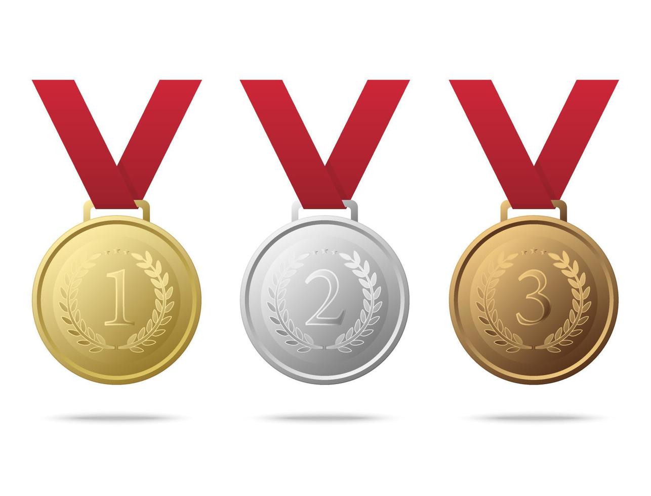 Championship medal with red ribbon vector