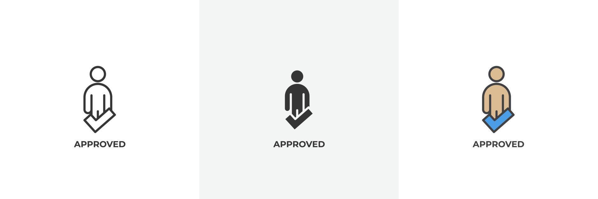 approved icon. Line, solid and filled outline colorful version, outline and filled vector sign. Idea Symbol, logo illustration. Vector graphics