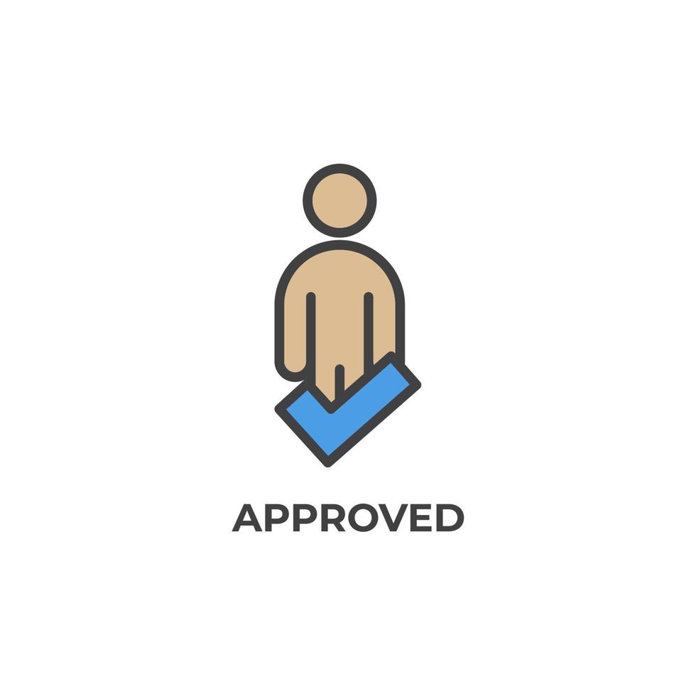 approved vector icon. Colorful flat design vector illustration. Vector graphics