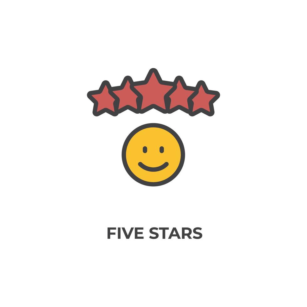 Vector sign of five stars symbol is isolated on a white background. icon color editable.