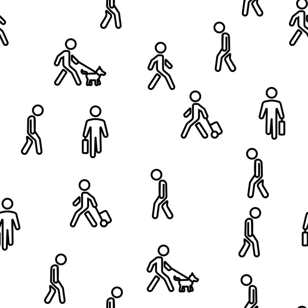 Walk People Motion Vector Seamless Pattern