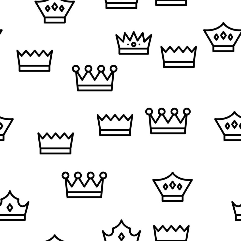 Royal Headwear, Crowns And Tiaras Vector Seamless Pattern