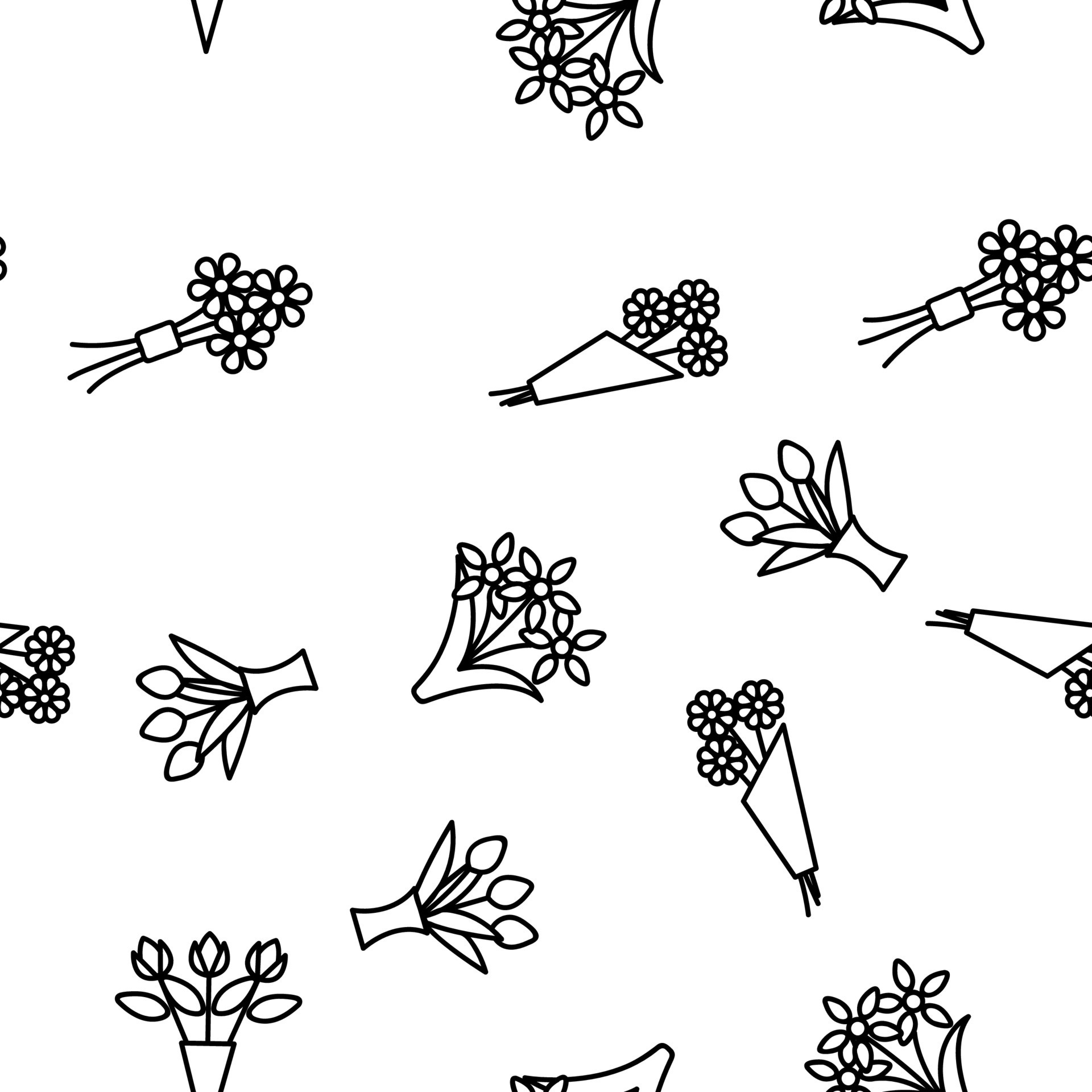 Bouquets, Bunches Of Flowers Vector Seamless Pattern 10018921 Vector