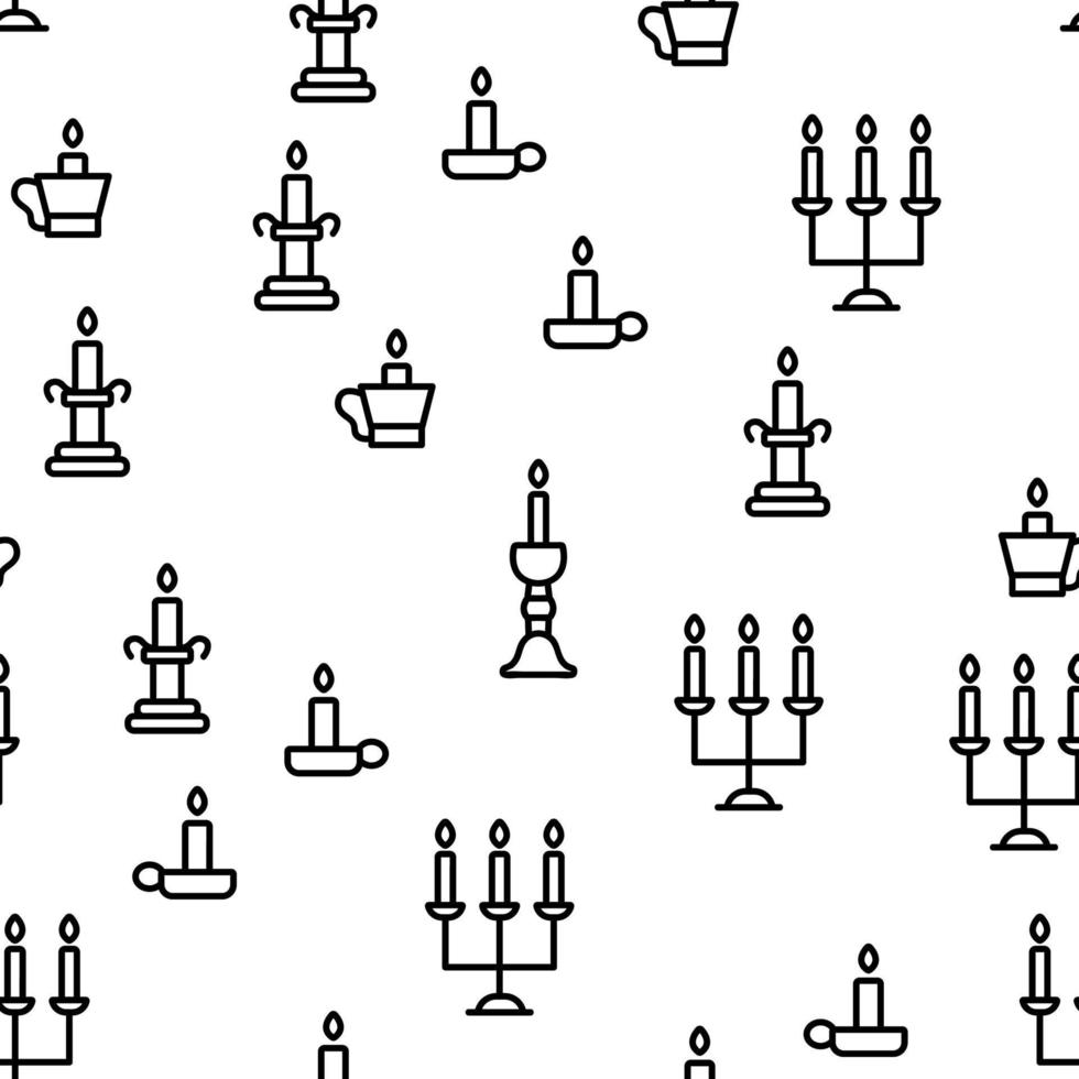 Candlestick, Old And Vintage Decor Vector Seamless Pattern