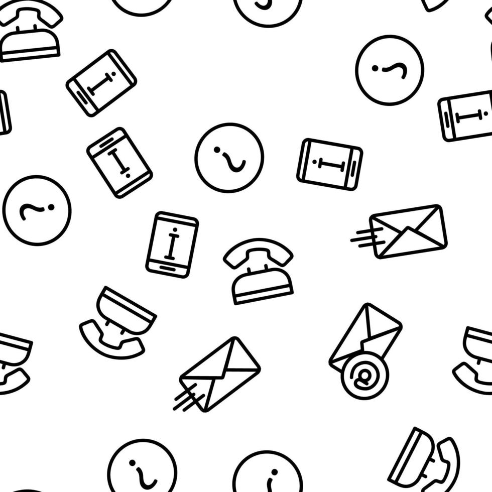 Contact Us, Call Center Vector Seamless Pattern