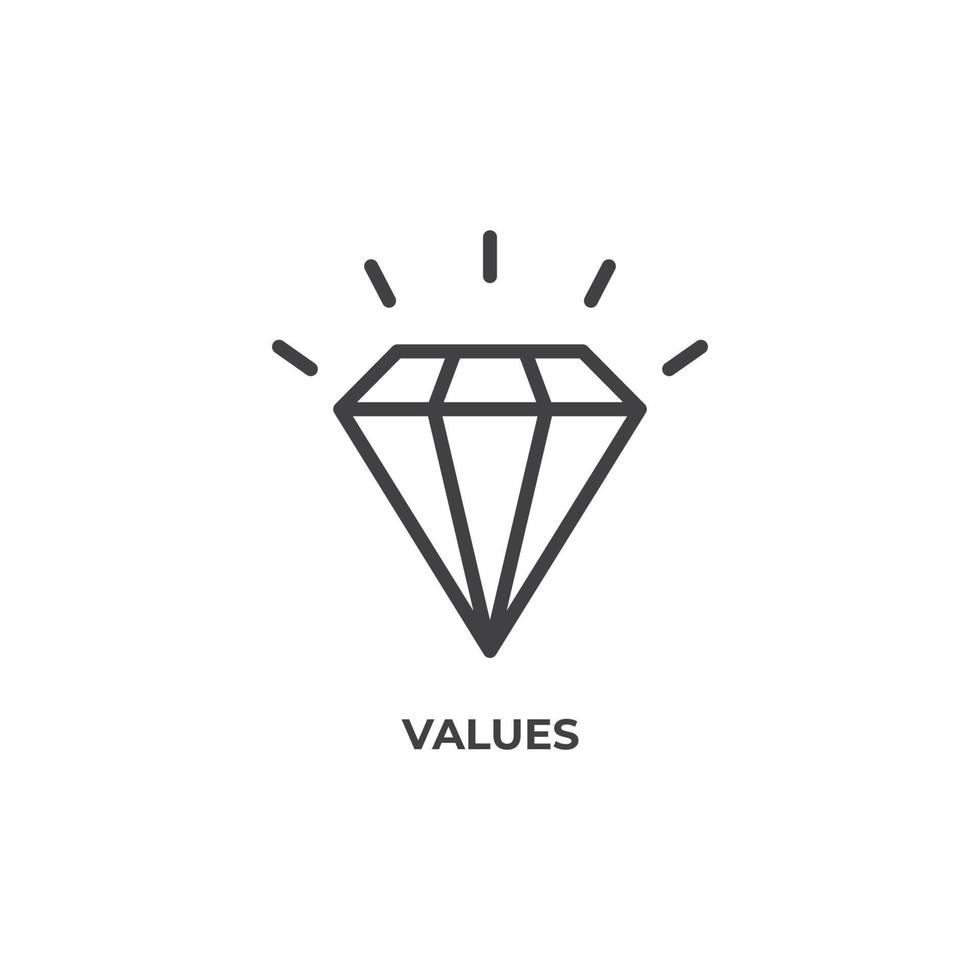 Vector sign of values symbol is isolated on a white background. icon color editable.