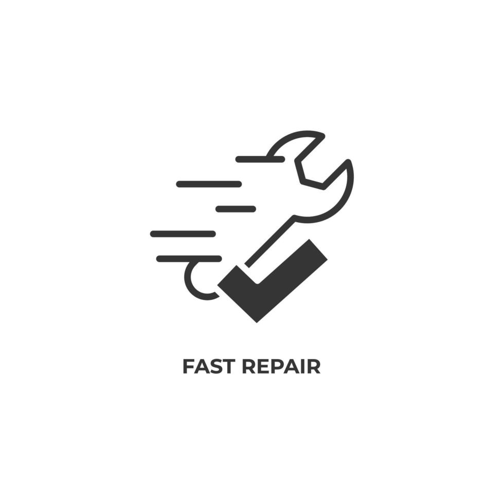 Vector sign of fast repair symbol is isolated on a white background. icon color editable.